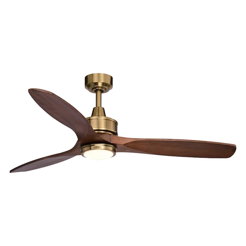 Bellevue Garrett 52" 3 Blade LED Ceiling Fan with Remote Control - Satin Brass