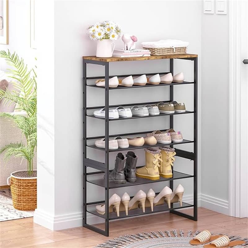 Shoe Rack 3 Row 8 Tier - 11.8"D x 29"W x 44.57"H - Brown