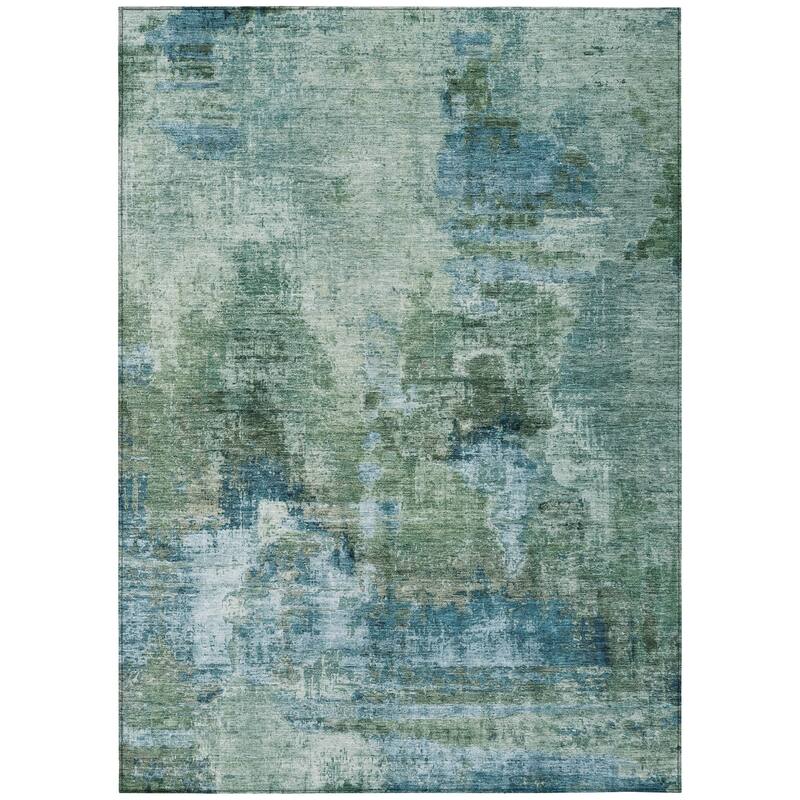 Machine Washable Indoor/ Outdoor Abstact Contemporary Chantille Rug