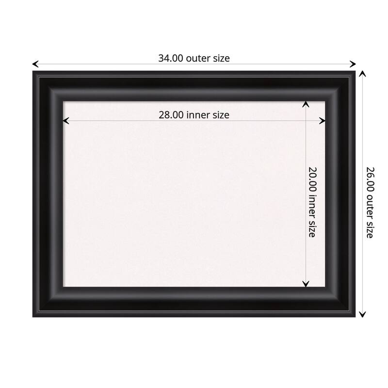 Grand Black Framed White Corkboard Bulletin Board - Board Size 28x20
