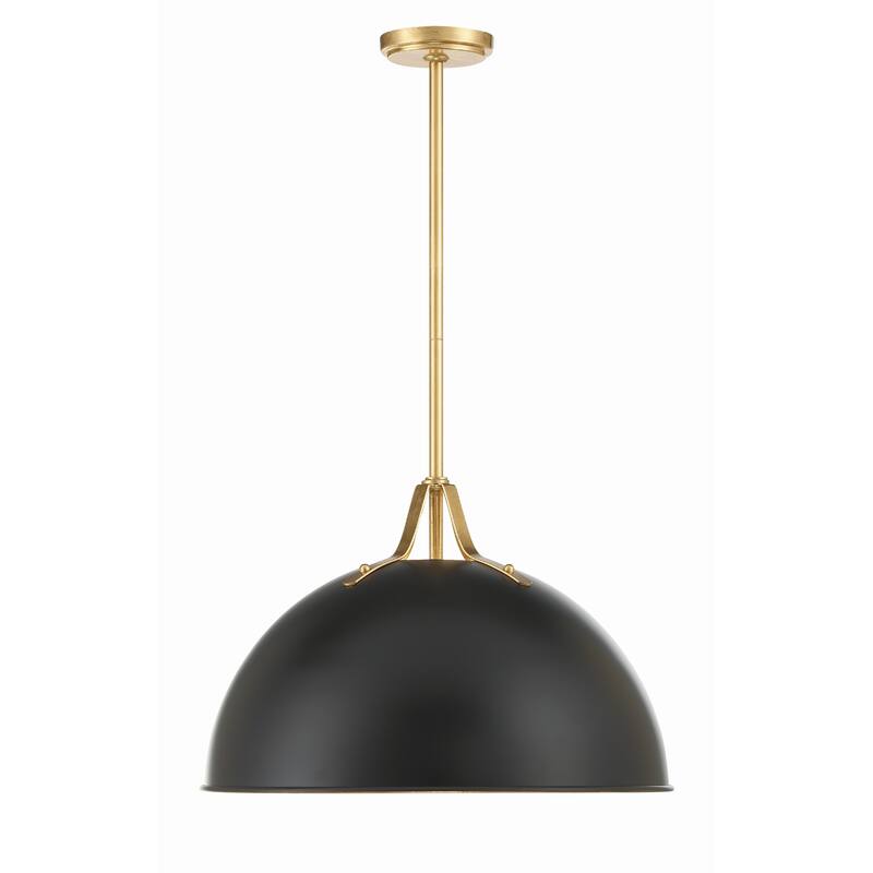 Soto 1 Light Matte Black & Antique Gold Pendant - 20"W x 13.25"H - 20"W x 13.25"H