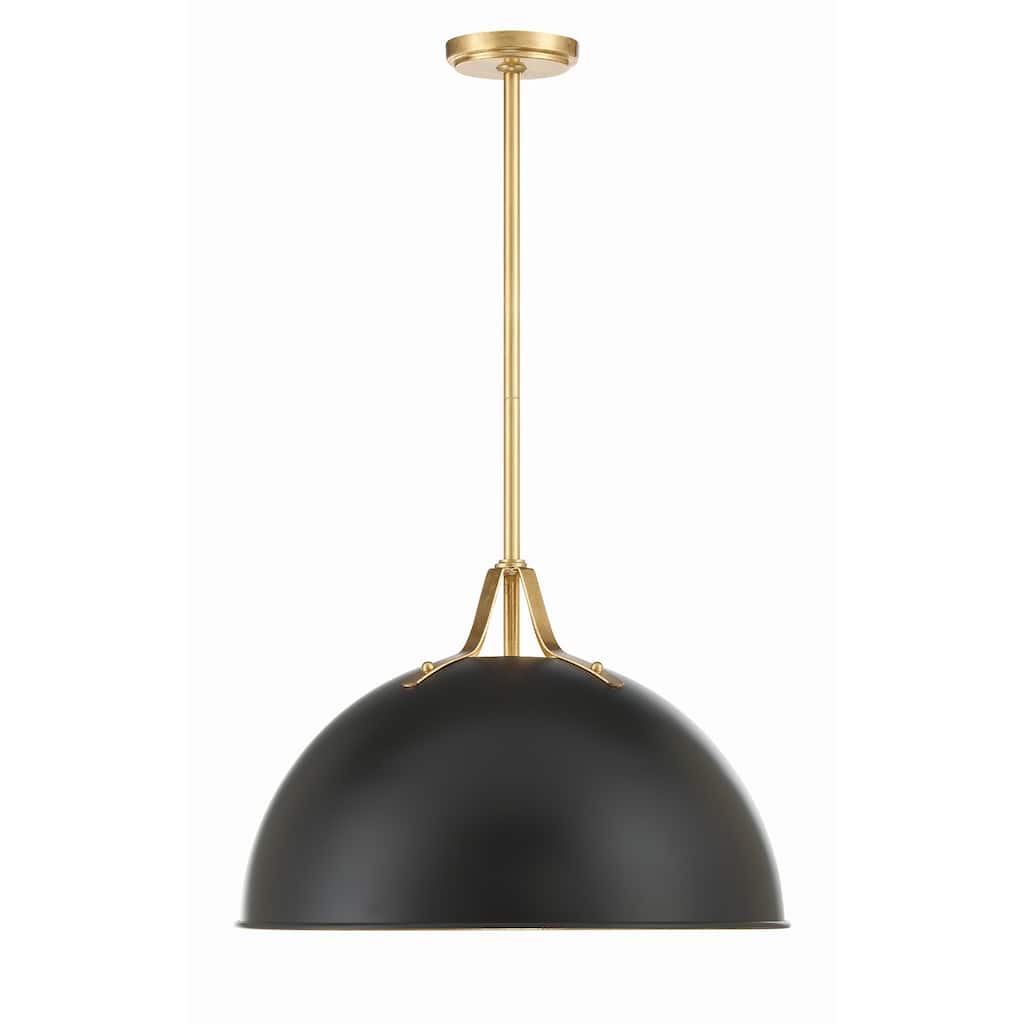 Soto 1 Light Matte Black & Antique Gold Pendant - 20"W x 13.25"H