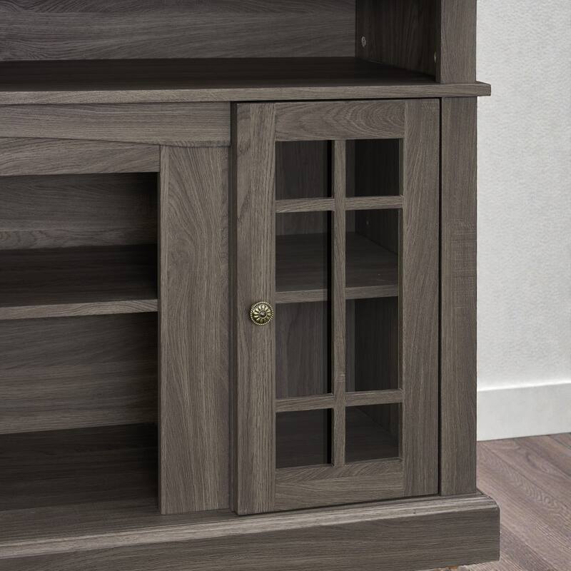 58.25" Classic Espresso TV Stand for 65" TV, Modern Entertainment Console with Open & Closed Storage and Cable Management