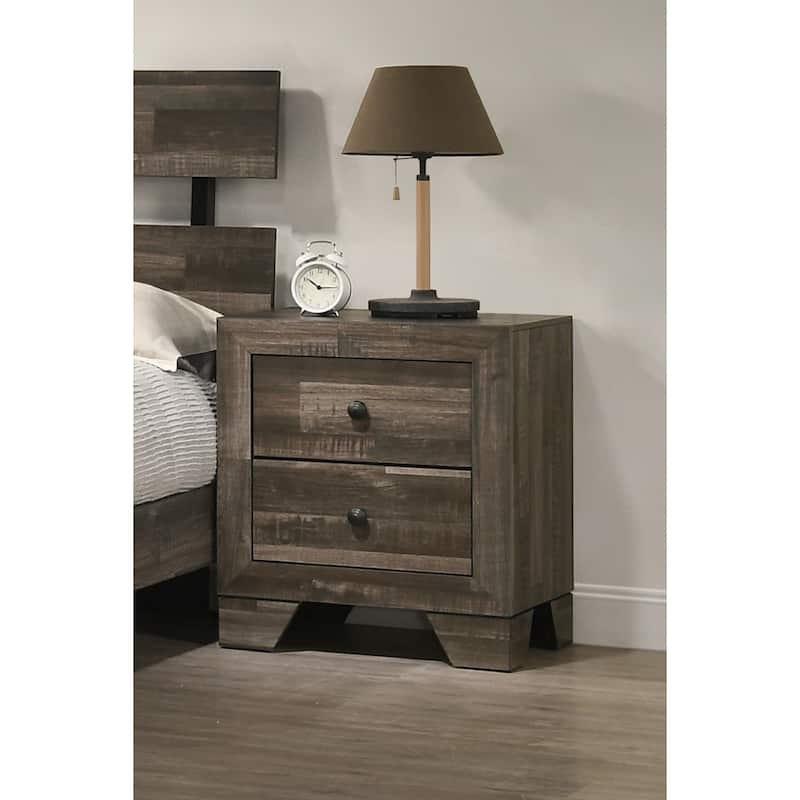 1pc Rustic Two-Drawer Storage Nightstand for Any Bedroom - Gray and Rustic Brown