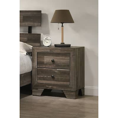1pc Rustic Two-Drawer Storage Nightstand for Any Bedroom