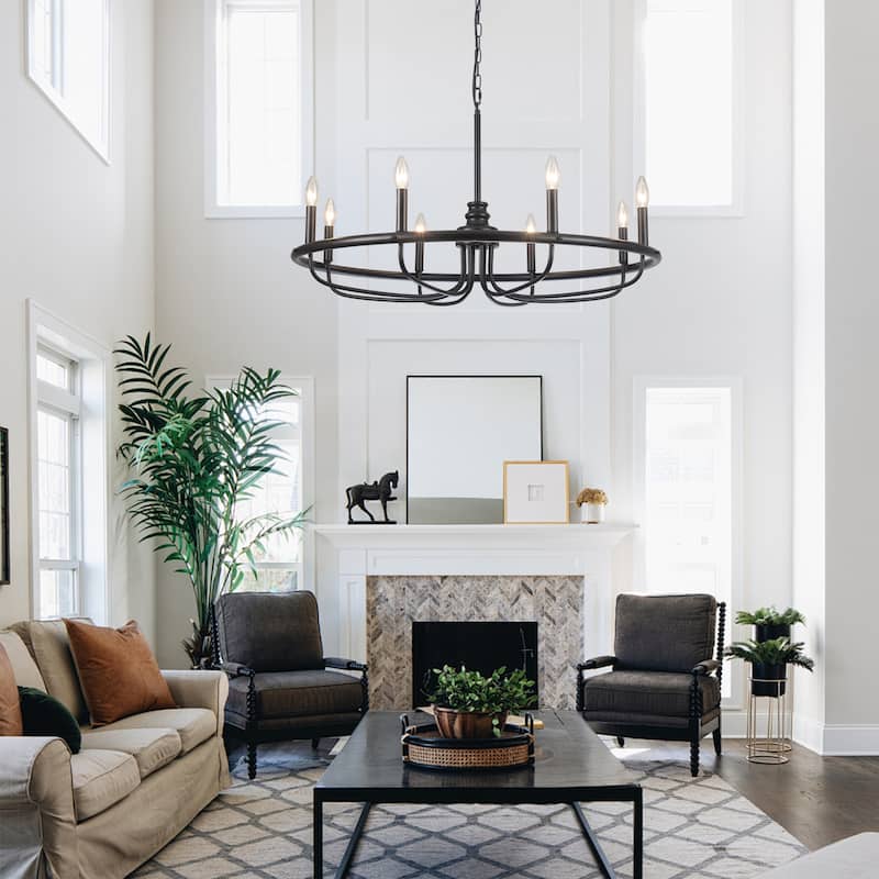 8-Light Candlestick Hanging Linear Island Foyer Chandelier Lighting Fixture for Dining Room Kitchen Island