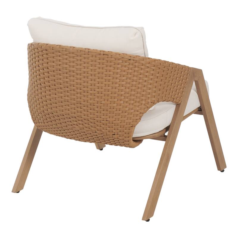 Roomfitters Outdoor Patio Chairs with Cushions, Acacia Frame Woven Rope Design, Set of 2