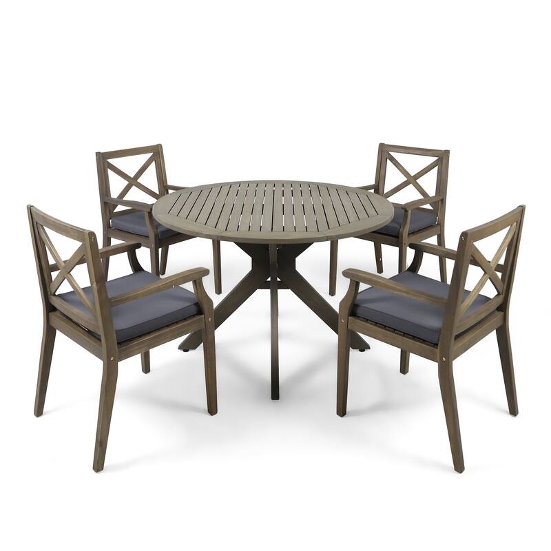 Llano Outdoor 5 Piece Acacia Wood Dining Set by Christopher Knight Home