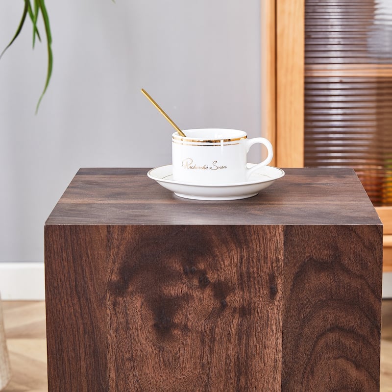 Roomfitters Cube MDF Coffee Table with Walnut Grain Finish, 12"x12"x20" Stylish Accent Table for Versatile Spaces