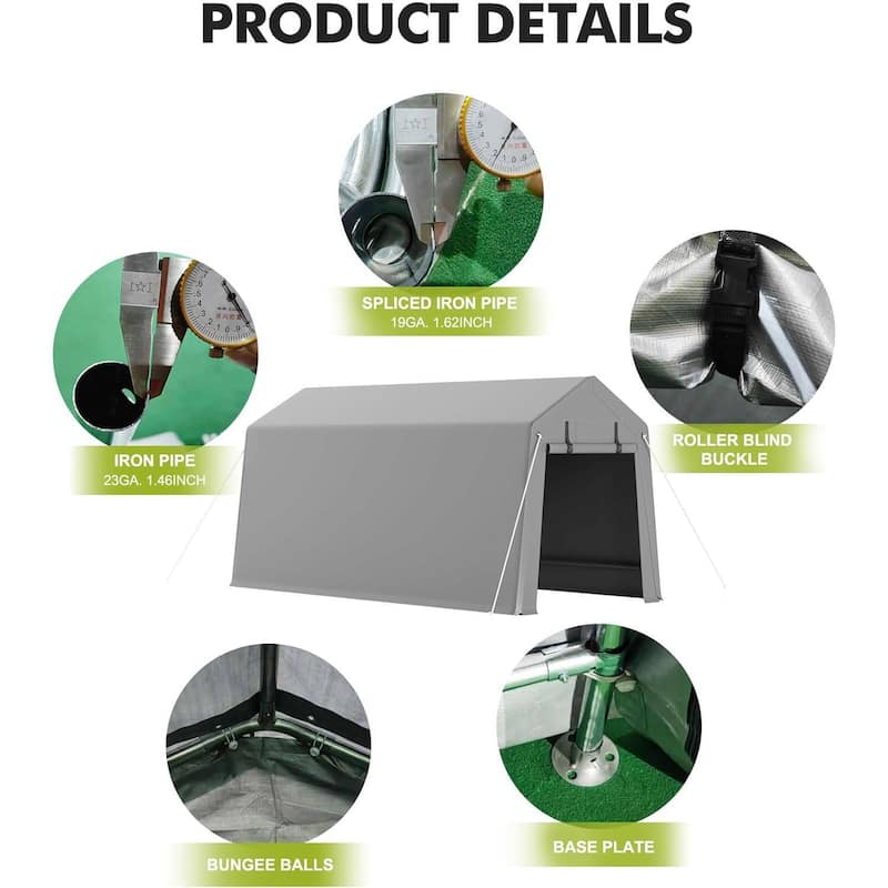 7x15 FT Heavy-Duty Storage Shed Tent, Waterproof Outdoor Shelter Carport - 7X15 Ft