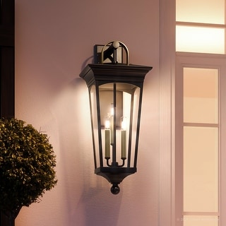 Luxury Cosmopolitan Outdoor Wall Light, 28"H x 11"W, with Comtemporary Style, Midnight Black, by Urban Ambiance