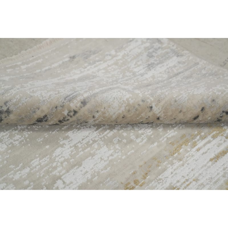 Machine Made Oriental Polyester Carpet Abstract Multi-Colored Distressed Area Rug - 7' 5'' X 5' 2''