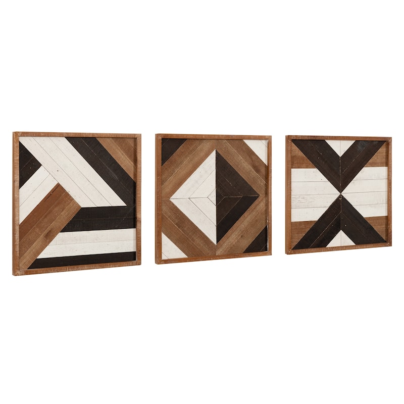 Kate and Laurel Ballez Wood Plaque Art Set - 3 Piece - Brown