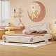 preview thumbnail 2 of 9, Queen Size Platform Bed with Bear-Shaped Headboard and Bed-End Storage Pockets for Charming Bedroom Decor