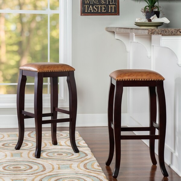 Linon Pinnacle Backless Bar Stool Caramel Seat. Opens flyout.