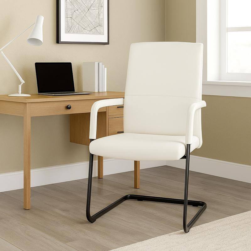 Evander Padded Leather Office Chair with Aluminum Frame, Fixed Armrests, Sponge Cushion, Easy-Clean Design & Quick Assembly
