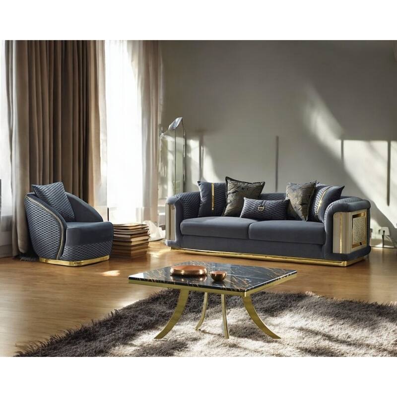 Cadenza 2 Pieces Living Room Sets 1 Sofa 1 Chair - Dark Grey