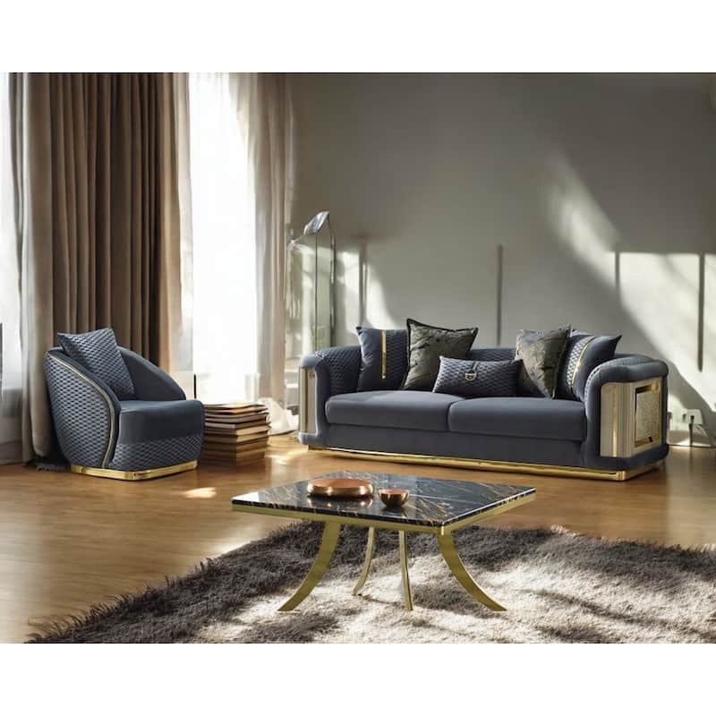 Marvella 3 Pieces Living Room Sets 1 Sofa 2 Chair - Dark Grey