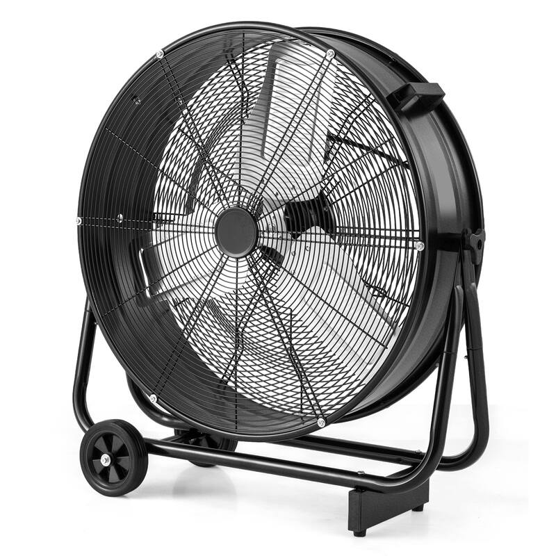 Gymax 24 Inch Industrial Drum Fan w/ 360 Degree Adjustable Tilt & 2