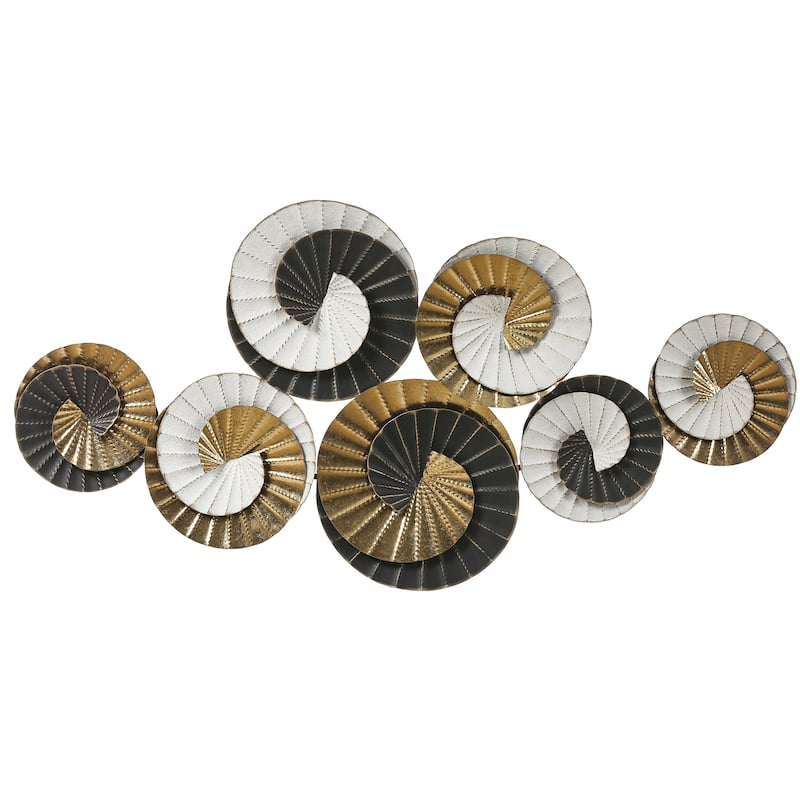 Distressed Black, Gold, and White Swirl Abstract Metal Wall Decor
