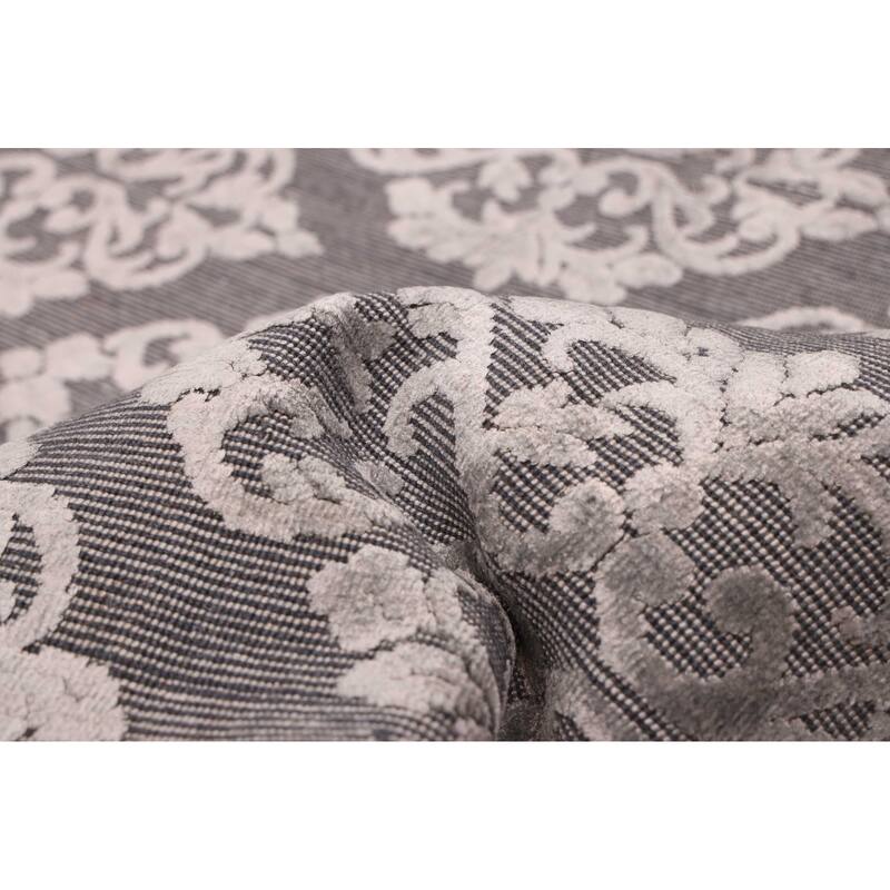 ECARPETGALLERY Hand Loomed Elysian Dark Grey Viscose, Wool Rug - 8'3 x 9'9