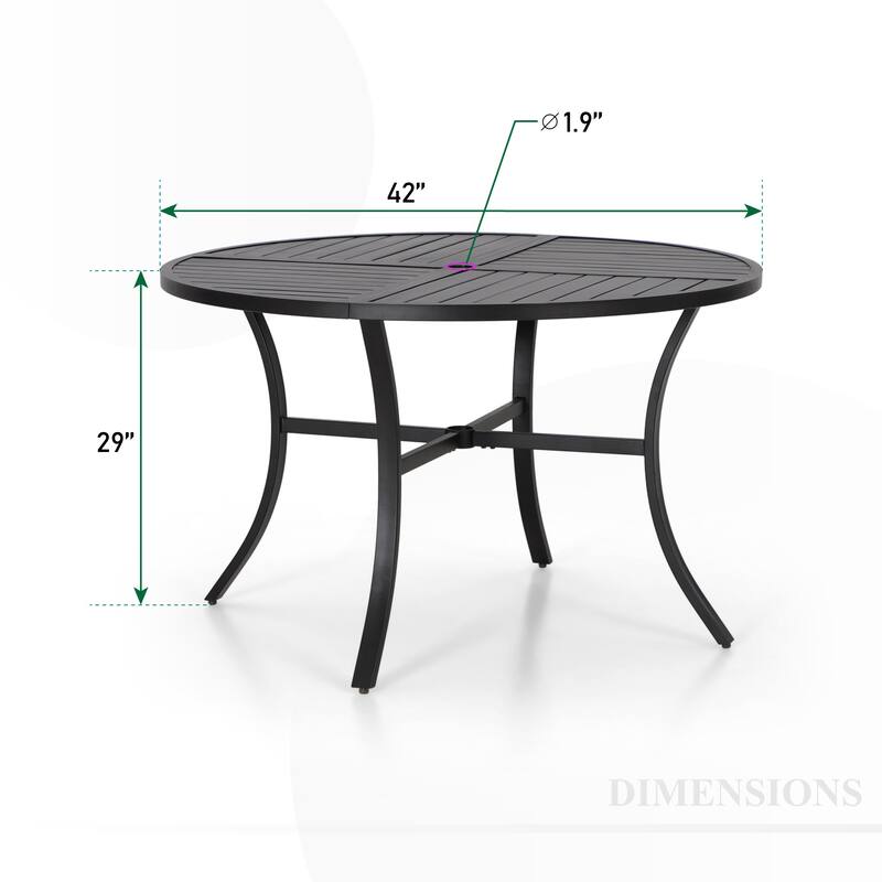 MAISON ARTS 5/7-Piece Patio Dining Set, Round Metal Table and 4/6 Textilene Fabric Padded Armchairs