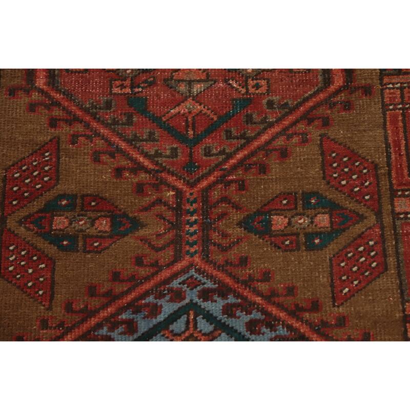 Hand Knotted Oriental 100% Wool Carpet Traditional Tribal Brown Ardebil Runner Rug - 10' 7'' X 2' 10''