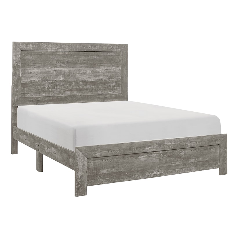 Ko Four Piece California King Size Bedroom Set, Panel Detailings, Black Metal Handles, Rustic Gray
