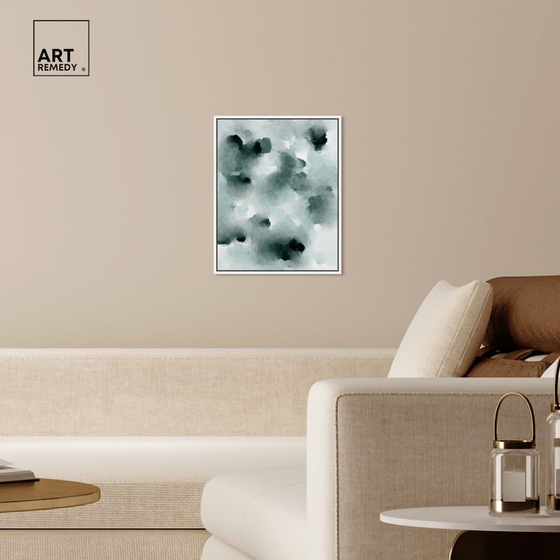Art Remedy Diluted Smoke In The Snow Framed Watercolor Boho Abstracts