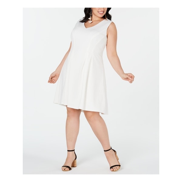 white fit and flare dress knee length