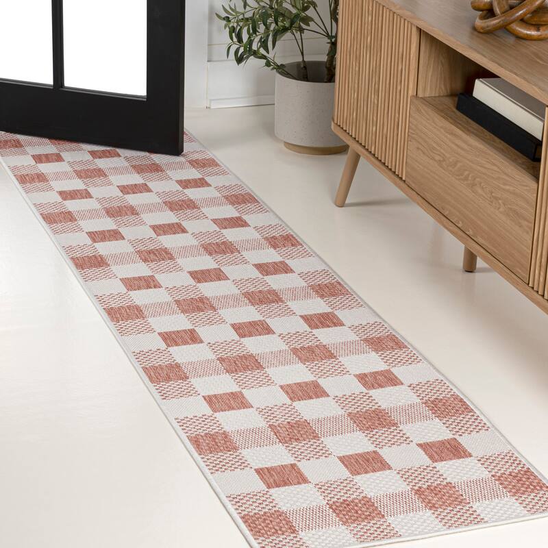JONATHAN Y Biot Traditional Geometric Bold Gingham Black/Cream Indoor/Outdoor Area Rug