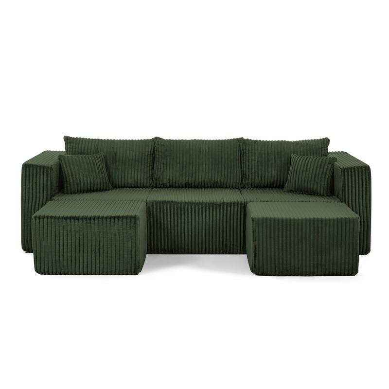 94.1" U-Shaped Sectional Sofa with Two Movable Ottomans