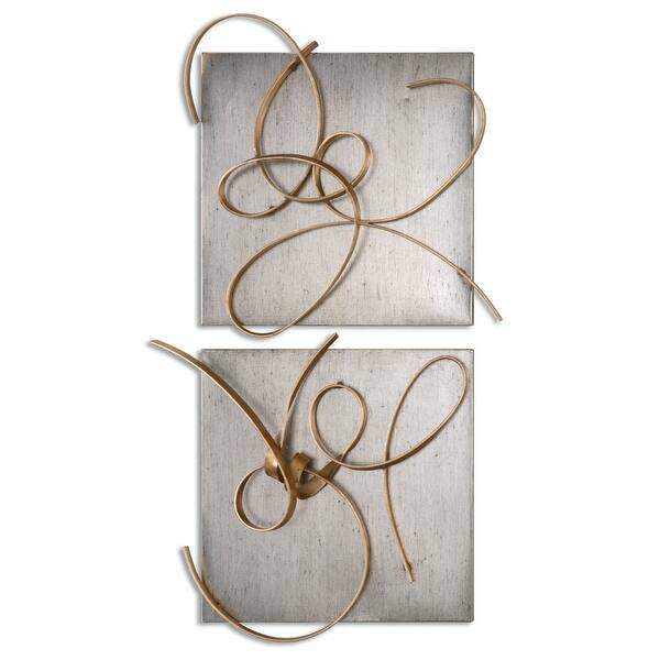 Shop Set Of 2 Unity Abstract Style Hand Forged Metal Wall Sculpture Plaques 24 Overstock 16607326