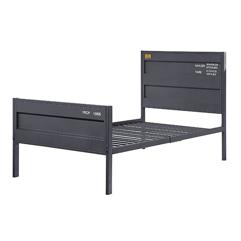 Industrial Gunmetal Twin Platform Bed with Container-Inspired Design