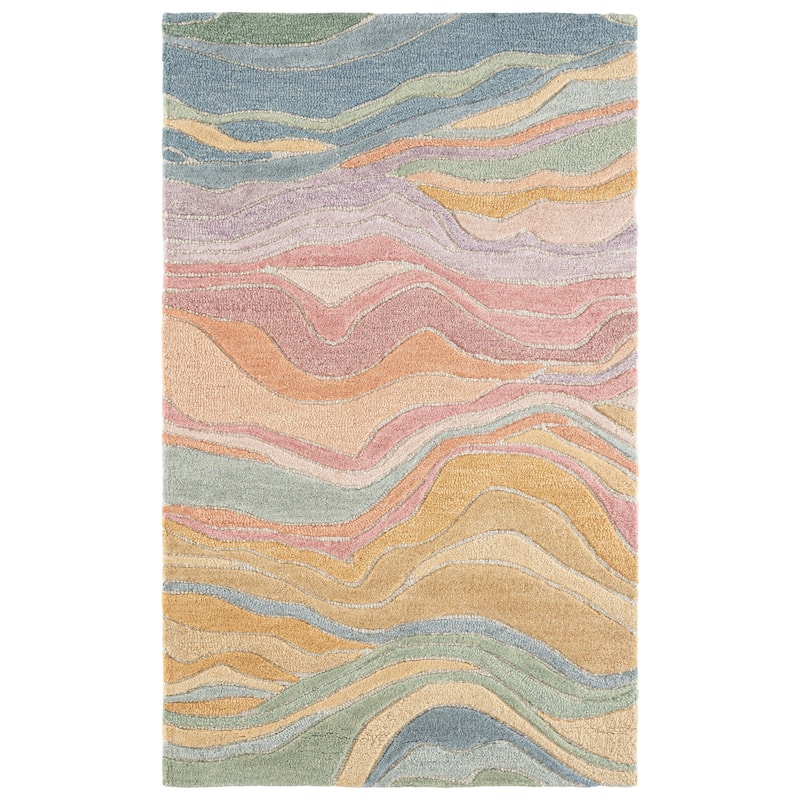 SAFAVIEH Handmade Rodeo Drive Jayde Mid-Century Modern Wool Rug - 4' x 6' - Blue/Blush