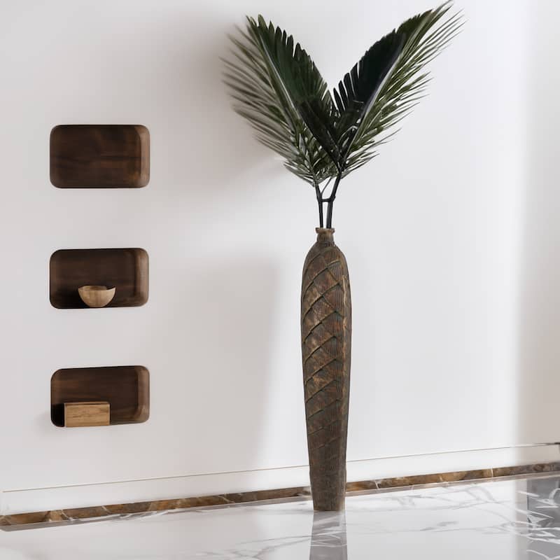37 Inch Tall Cylinder Antique Style Designed Floor Vase - for Entryway, Dining, or Living Room Decor - Ceramic Rustic