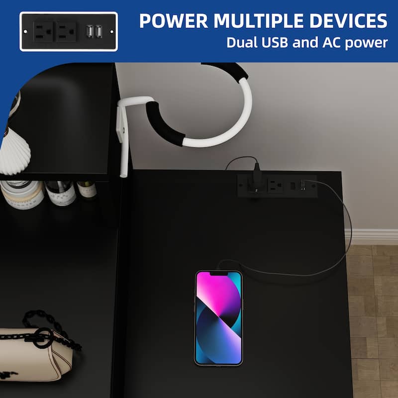 Vanity Desk Makeup Table Light Strip Mirror Dressing - 35.4"L x 15.7"W x 53.5"H