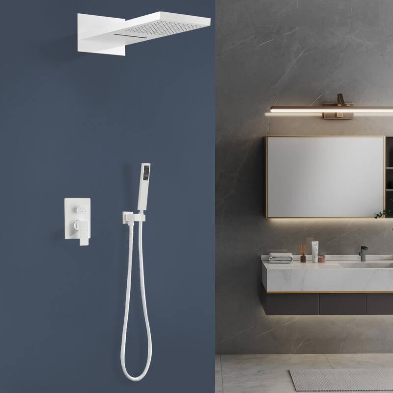 Topcraft wall-mounted rainfall shower system with hand shower