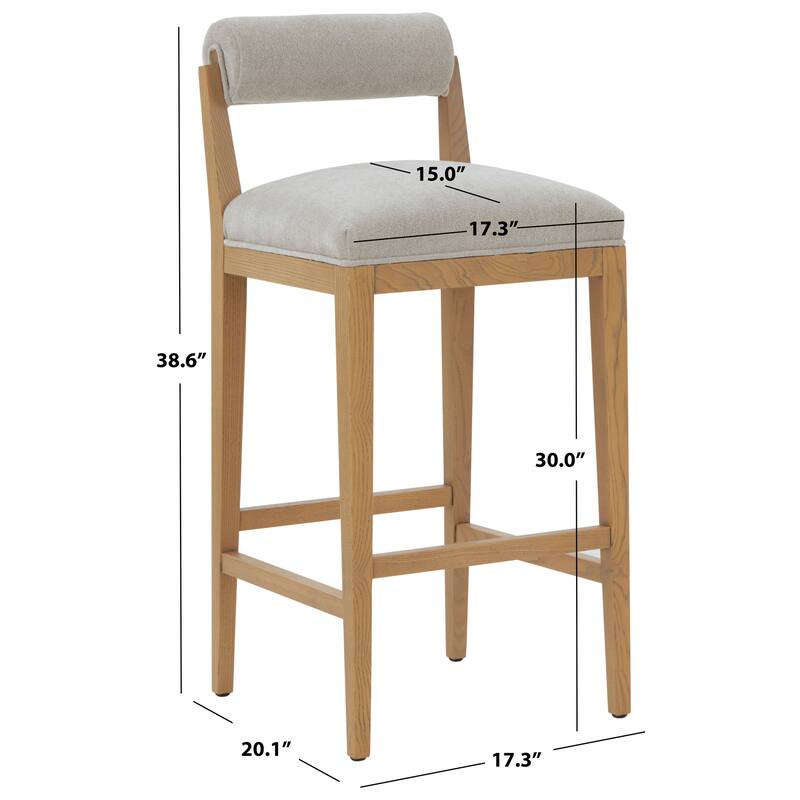 SAFAVIEH Couture Oaklie Rolled Back 30-inch Barstool - 17"W x 20"D x 39"H