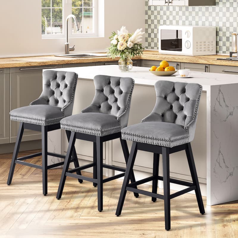 26"/29" Velvet Swivel Counter and Bar Height Stools (Set of 1/2/3/4)