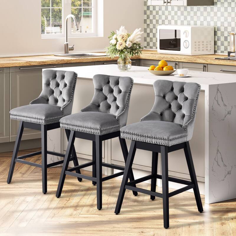 26"/29" Velvet Swivel Counter and Bar Height Stools (Set of 1/2/3/4)