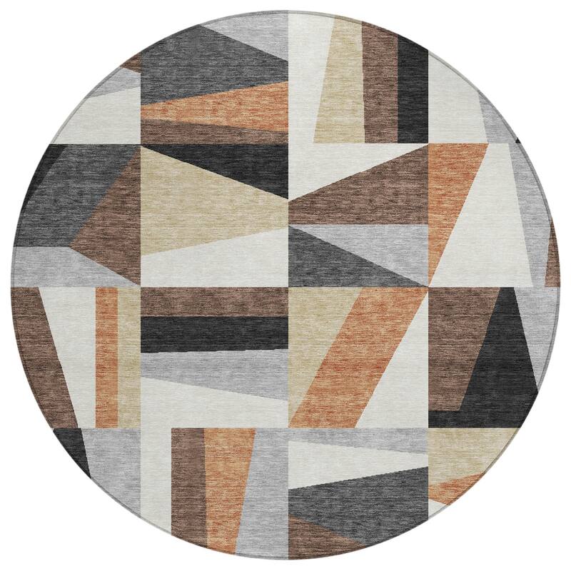 Machine Washable Indoor/ Outdoor Contemporry Mosaic Chantille Rug
