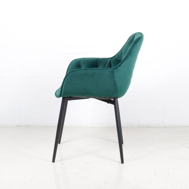 (Set of 2) Marcela Scandinavian Tufted Velvet & Metal Accent Arm Chair
