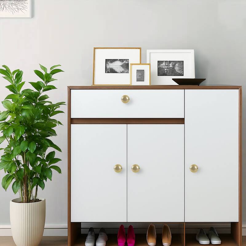 Round Cabinet Knobs - 1.06 Inch Gold/Black Drawer Pulls