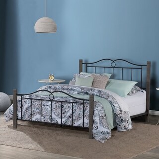 Carbon Loft Tiblier Textured Black Metal Bed with Brushed Charcoal Wood Posts