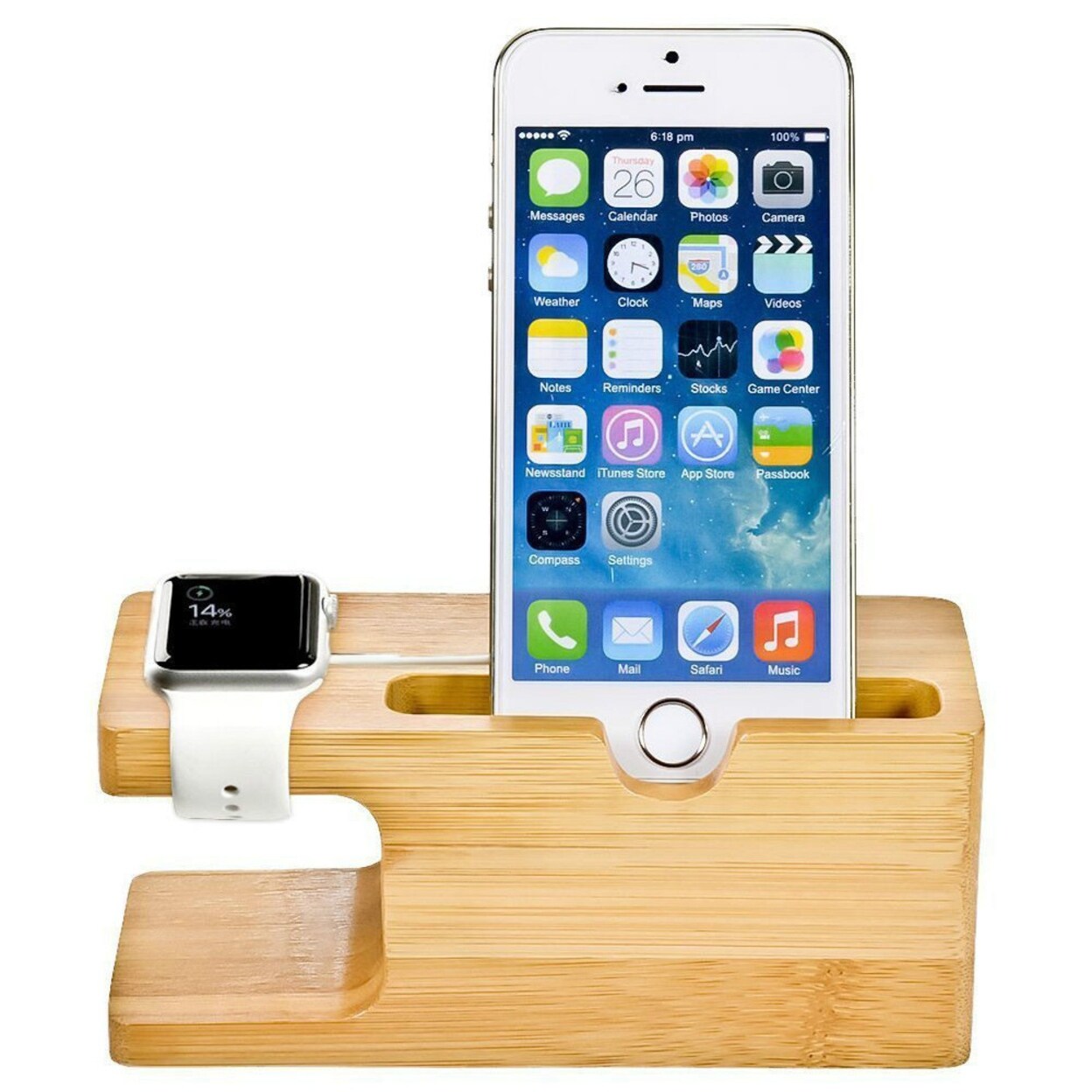 Shop Black Friday Deals On Wood Stand Charging Station Cradle Holder For Iphone For Apple Watch Dock Bamboo Overstock 23088147