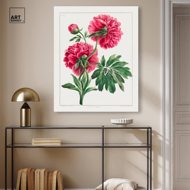 Double Peony (1789) Canvas by Art Remedy, Gallery Wrapped