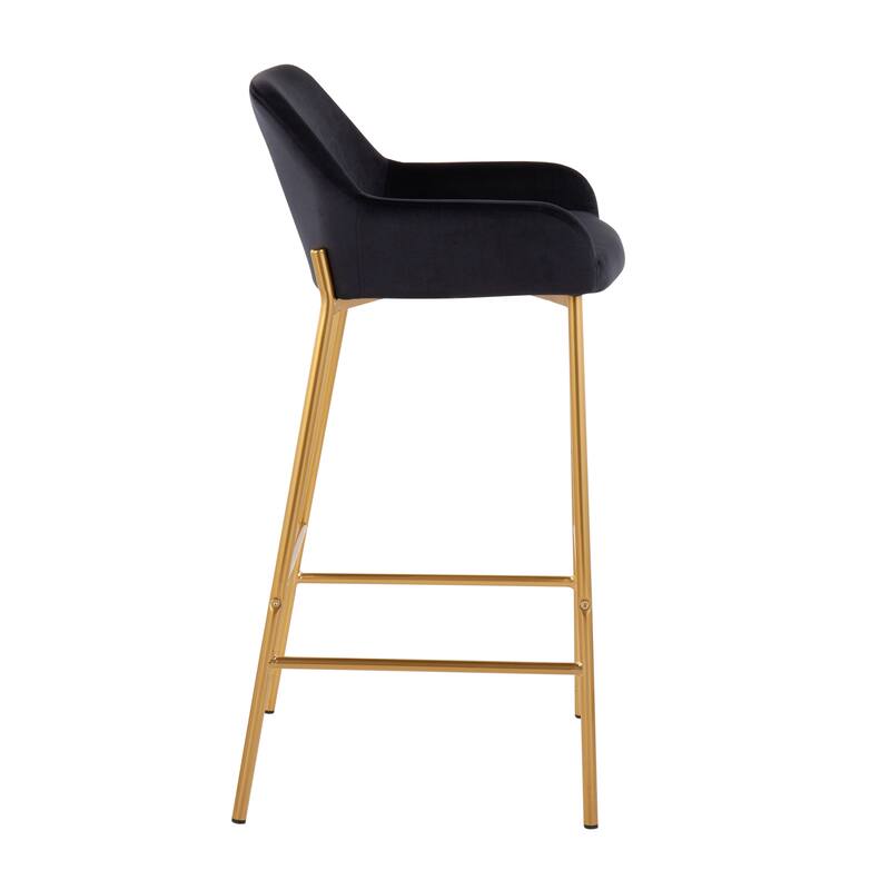 Silver Orchid Galotti Gold Fixed-Height Upholstered Bar Stool - Set of 2