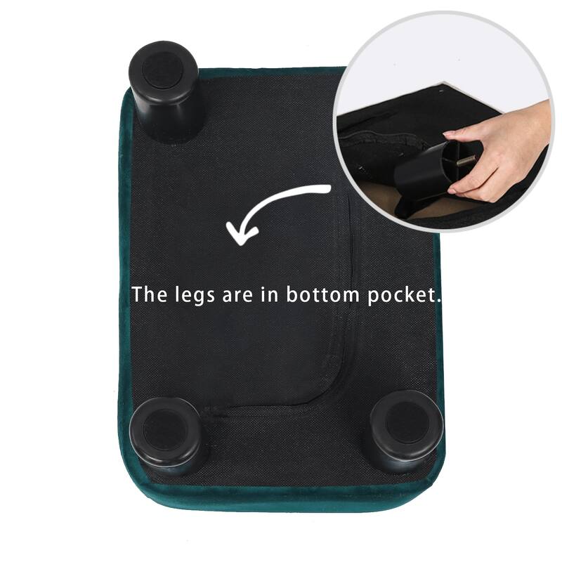 Adeco Footstool Ottoman Fabric Footrest Modern Rectangular Stool