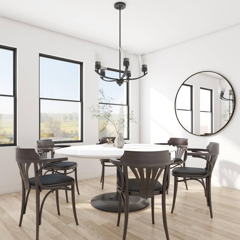 Prominence Home Fairendale Matte Black 5-Light Chandelier with Clear Glass - 26.25